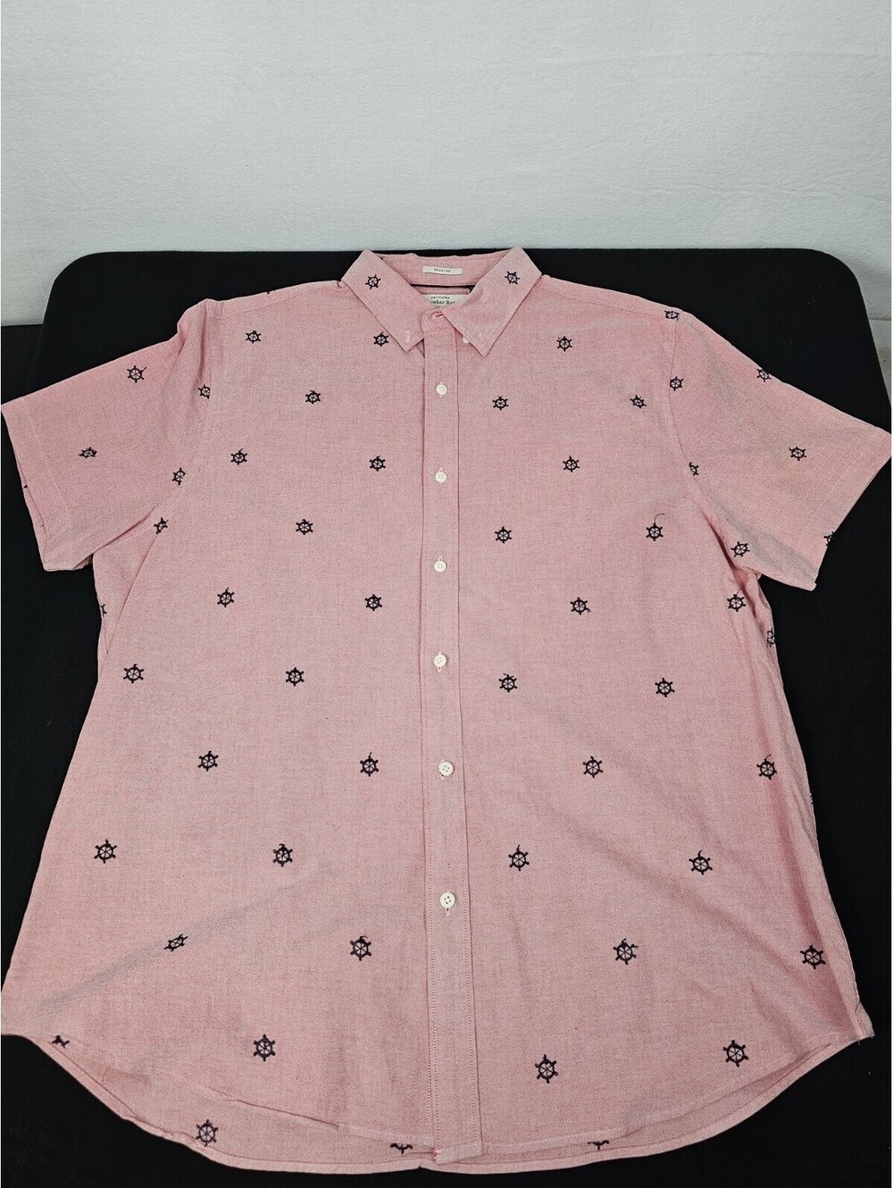 Hawker Rye - Coral Short Sleeve Nautical - Button Down Shirt - Mens XL
